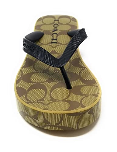 Coach Womens Lynn Flip Flops (Khaki - Black, Us_Footwear_Size_System, Adult, Women, Numeric, Medium, Numeric_9) #TOP29