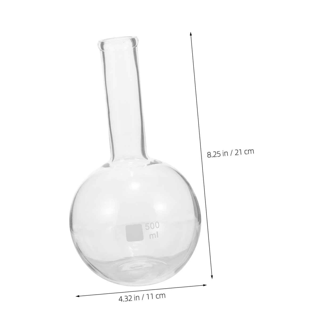 500ml Laboratory Glass Distillation Flask with Scale, Chemical Glass Flat Bottom Flask for Scientific Experiments and Lab Use