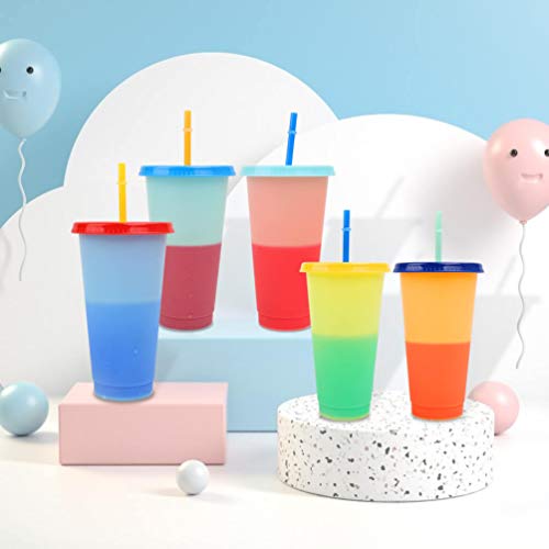 Reusable Color Changing Cups With Lids And Straws For Halloween And Christmas Party,Unbreakable Cold Drink Plastic Tumblers Bulk, Smoothie Cups,Party Cups, Bpa Free Sippy Cups For Adults.5 Pack 24Oz. #TOP5