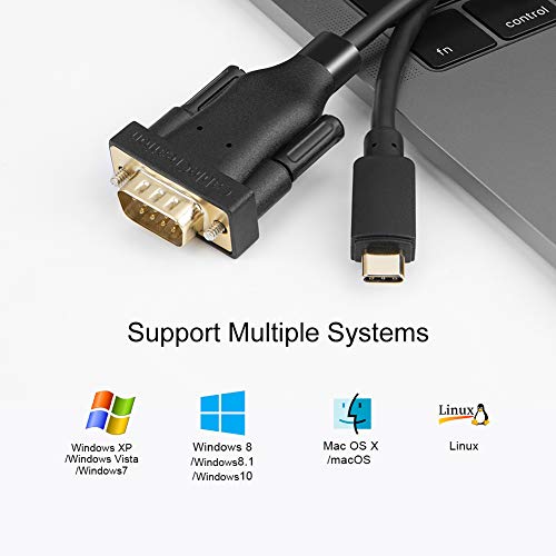 Cablecreation Usb C To Rs232 Serial Adapter With Pl2303 Chip 10 Feet, Usb Db9 Converter Cable Thunderbolt 3 Port Compatible With Macbook Pro, Xps 13, Xps 15, Surface Pro, Windows, Linux, 3M Black #TOP2
