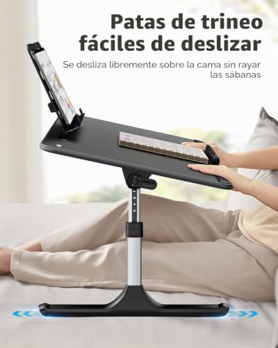Miniatura 4 de Mesa Plegable Para Ordenador, Saiji 60 40cm Bandeja Cama, Mesa Cama Portátil, Ltura Ajustable En 5 Niveles, Con Soporte Para Libros Y Cajón, Bandeja De Desayuno