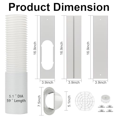 BEWAVE Portable Air Conditioner Window Vent Kit, Adjustable Seal Kit with 5.1" Hose for AC Unit Universal for Sliding Horizontal or Vertical Window by BEWAVE - Image 2