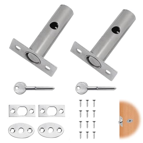 2Pairs Internal Door Lock, Deadbolt Door Lock, Doors Security Rack Bolt, Dead Bolts with Star Key, Theft Gate Locks with Deadbolt for Internal Doors, Stainless Steel Polished Enhanced Protection