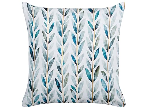 Set Di 2 Cuscini Da Giardino In Poliestere Bianco E Verde 45 X 45 Cm Motivo A Foglie Quadrate Design Moderno Cuscino Decorativo - 4