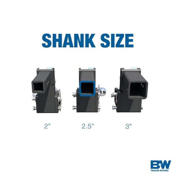 B&W Trailer Hitches Tow & Stow Adjustable Trailer Hitch Ball Mount - Fits 2.5" Receiver, Tri-Ball (1-7/8" x 2" x 2-5/16"), 8.5" Drop, 18,000 GTW - TS20050B by B&W Trailer Hitches - Image 5