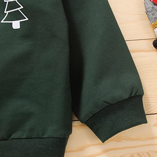 MYNKYLL Pulôver de manga comprida com estampa de árvore de Natal para meninos e meninas para criança