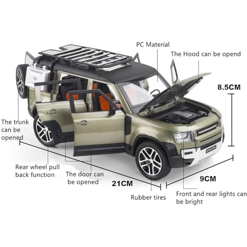 Image of Diecast Metal Car Model 1 /24 Defender Toy Cars For Kids Boy Girl Zinc Alloy Pull Back Toy Car With Sound And Light Gift And Collectible Car, Multicolor