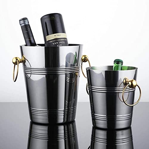 Secchiello per il ghiaccio in acciaio inox da 5 l, per champagne e vino, per bevande e feste, adatto per bar di famiglia, birra refrigerata e champagne