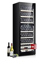 Kalamera Weinkühlschrank Upgrade, 84 Flaschen, 266 Liter, LED-Innenbeleuchtung Streifen, 2 Kühlzonen 5-10°C/10-18°C, KRC-266BFG