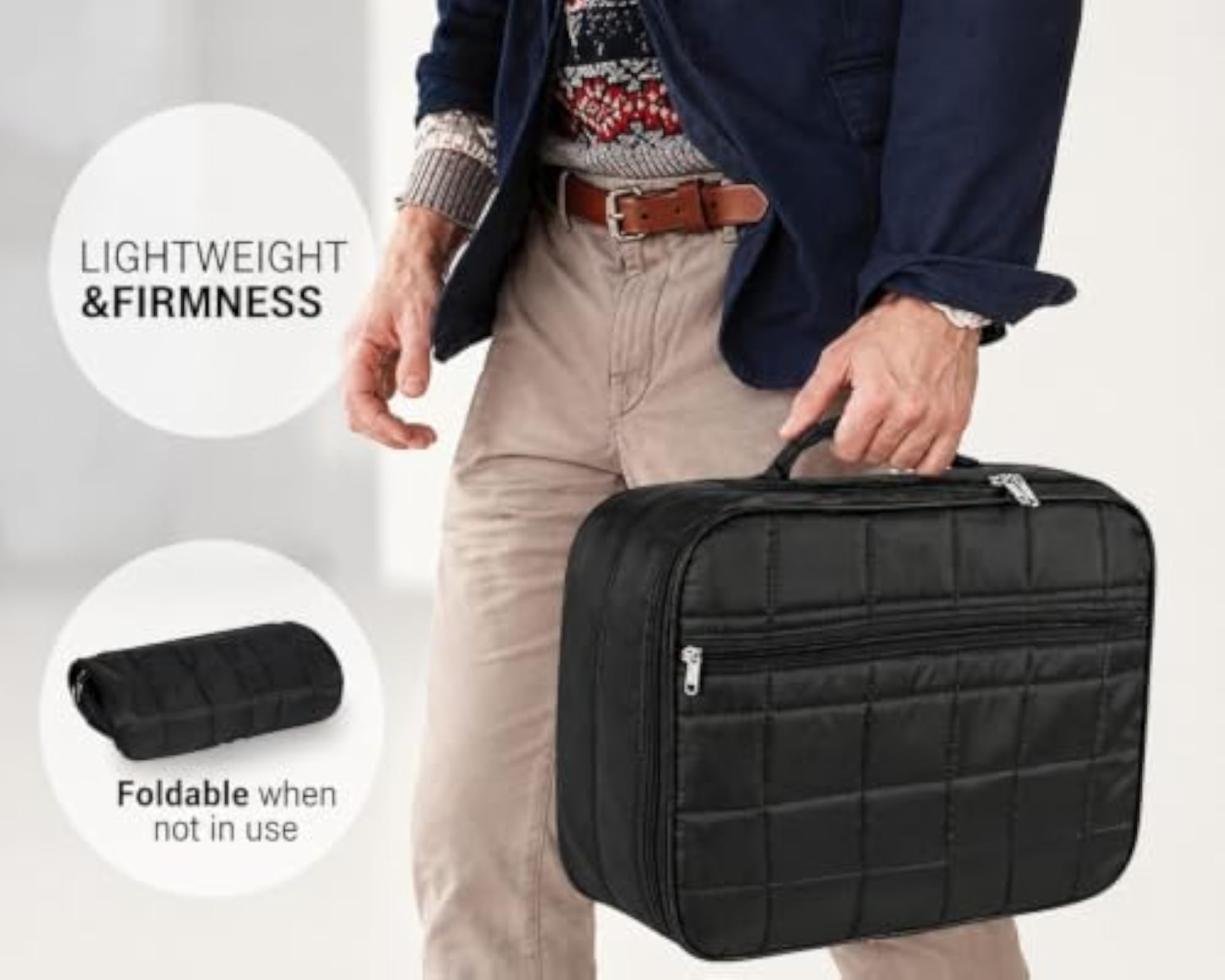 Premium Quilted Black Nylon Travel Organizer Bag
