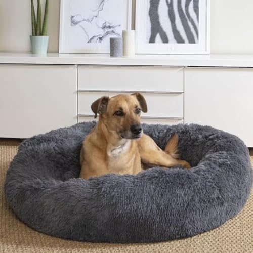 Image of ZEXSAZONE Summer Round Donut Comfortable Durable 2 in 1 and Washable Pet Bed | Cat Bed | Puppy Bed | Dog Bed | Medium Dog Bed for Cats Puppies Labrador German (Grey, Large)