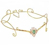 CoTeeZa Gold Handmade Fairy Circlet Vintage Elven Crown Medieval Wedding Headpiece Elf Braide Headband Fantasy Celtic Rhinestone Hair Decoration for Renaissance Costume Maternity Photoshoot Prop