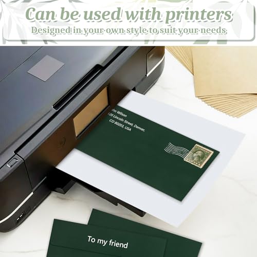 Image of 200 Pcs #10 Dark Green Envelopes Letter Size Self Seal, Business Envelopes