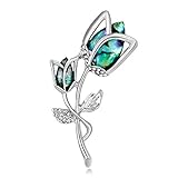  Unbekannt Elegante Broschen Pins Kristallpin-Elegante Rosen-Blumen-Shell-Brosche Frauen Corsage Kragen-Revers-Abzeichen Schmuck Schal-Schal-Clip Lady Schmuck-Geschenk Hochzeit Abend