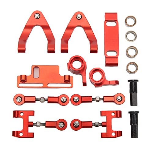 Saluaqui Saluaqui Wpl D12 Upgrades Wpl D12 Suspension Parts Suspension Metal UpgradesRC Aluminium Upper and Lower Arm Steering Cup Hex Adapter Meta (Red) (Red)