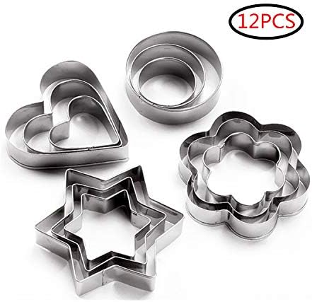 cookie cutter set, mini geometric shape love cookie cutter, baking tool, suitable for kitchen making, cookies and cakes (12Psc)