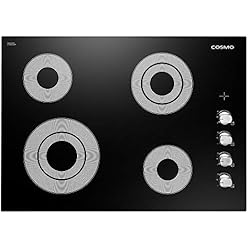 COSMO COS-304ECC Electric Ceramic Glass Cooktop with 4 Burners, Dual Zone Element, Hot Surface Indicator Light and Control Knobs, 30 inches, Black