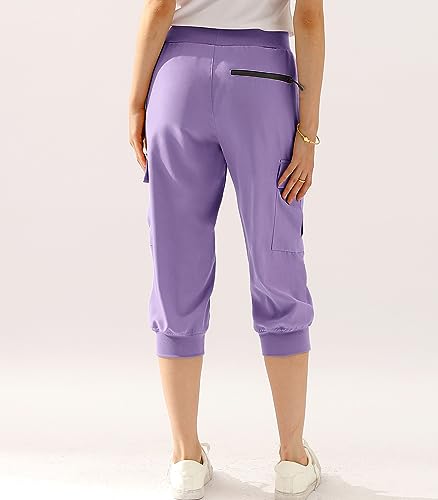 DOUBLJU Lightweight Hiking Capri Pants Sweatpants Women with Pockets Quick Dry Workout Cargo Joggers for Women with Plus Size3