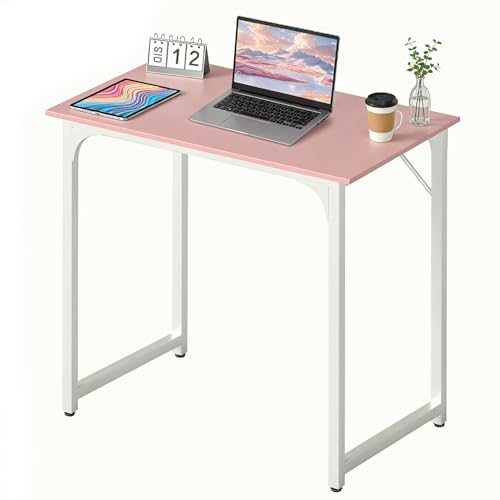 Image of BestOffice Computer Desk,Home Office Desk, Modern Simple Style for Home Office Study Writing (Pink, 32 Inch)