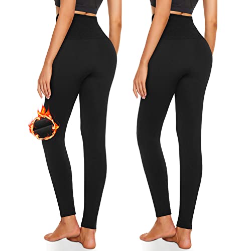 2 Pack Fleece Lined Leggings Women-High 
