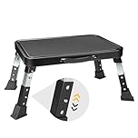 BONTEC 3-Level Height Adjustable Step Stool, Foldable with Anti-Slip Platform and Rubber Feet, Portable for Adults and Children, Kitchen Folding Steps, Small Stool, Black for RV, Camping