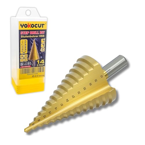 Step Drill Bit 4-42MM HSS Titanium Step Bit For Metal Multiple Hole Drilling Cone Drill Bit with Tri-Flat Shank Stepped Up Bits For DIY Lovers