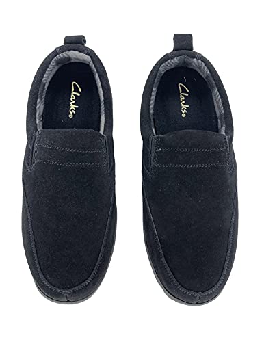Image of Clarks Mens Slipper with Suede Leather Upper SAB30194A - Closed Back with Double Gore and Removable Insole - Indoor Outdoor House Slippers For Men