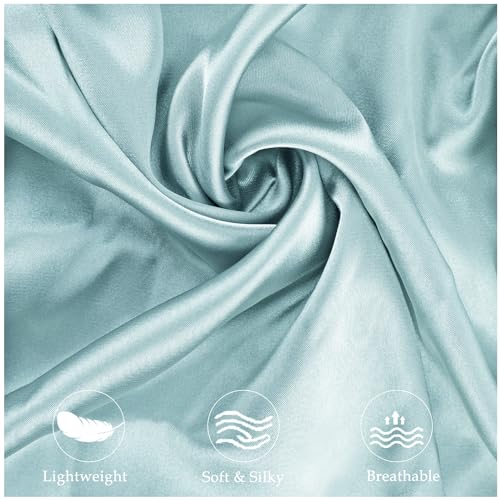 Image of Satin Pillowcase for Cervical Pillow, Ergonomic Case, Smooth & Silky Soft Sleeping Pillowcase, Light Blue Pillow Cover with Zipper