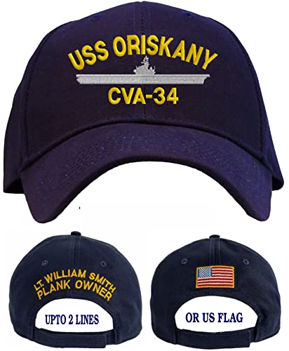 Gorra de béisbol bordada USS Oriskany CVA-34 azul marino miniatura 1