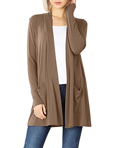 Image of Women's Open Front Cardigan Long Sleeve with Pockets Casual Outwear