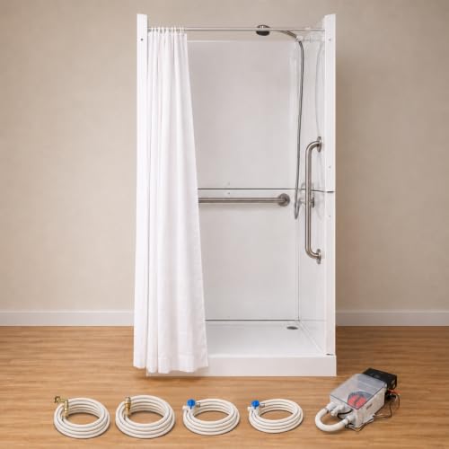 3 paredes ducha portátil para interiores (34” x 34”) con conexiones miniatura 1