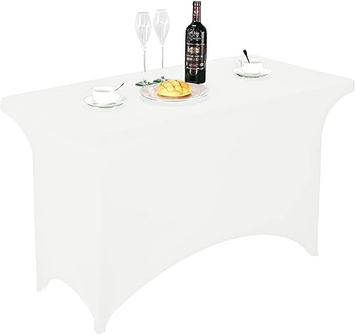 Miniatura 571 de FORLIFE Paquete de 6 manteles de elastano, de ajuste universal para mesas rectangulares de 6 pies, para patios, bodas, banquetes, fiestas