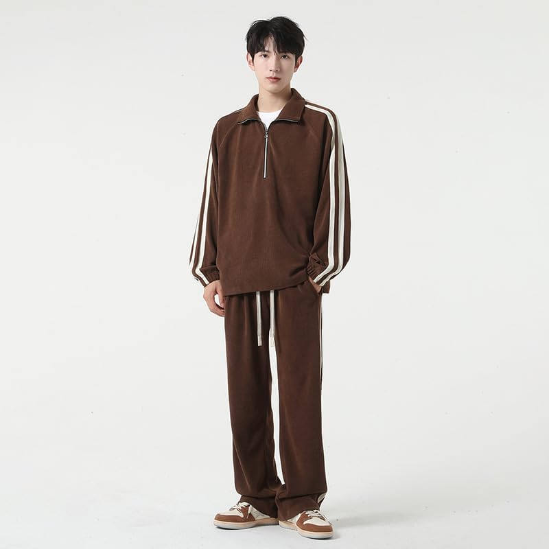 Amazon.co.jp: [D.IIZOO] 長袖 ハーフジップ スウェット セットアップ