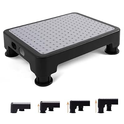 CHIKILLA Adjustable Step Stool for Adults Kids and Senior, Non-slip Step Platform Indoor and Outdoor for Pregnant Woman, Portable Stair Assist for Kitchen, Car, Bedside and Shower, Black-Gray, 3.4-5In