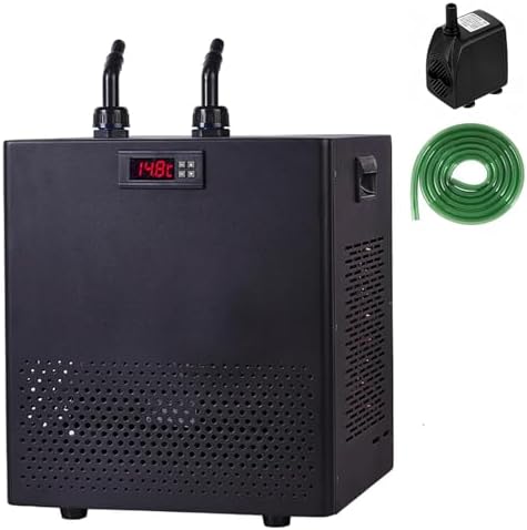 Efficient Rium Chiller for Fish Tanks - Hydroponics Cooler with Quiet Design, Includes Water Pump & 3M Hose, Ideal for Saltwater & Freshwater Aquariums