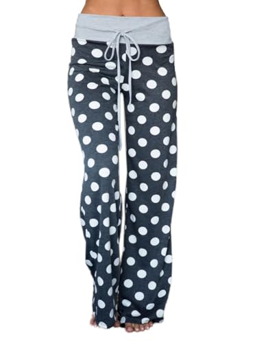 Image of iChunhua Women's Comfy Stretch Floral Print Drawstring Palazzo Wide Leg Lounge Pant