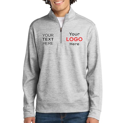 Personalized Electric Heather 1/4-Zip Fleece Pullover - Design Your Own Image, Text, Photo Print (ST226)