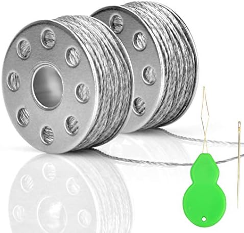 KOOKYE Conductive Thread 2 Bobbins 65ft/20m 60-80 Ω/m 2Ω/ft Smooth Sewable for Arduino Lilypad with Needle Threader