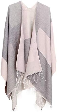 DiaryLook Ladies Printed Poncho Cape Reversible Oversized Shawl Wrap Open Front Cardigans for Women