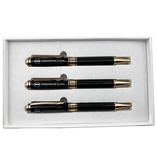 Fengtaiyuan Jsb07P3, Metal Pens, Black Gel Ink Rollerball Pens, 0.7Mm, Fine Point, 3 Pack, Writting Smooth (Black-0.7Mm) #TOP7