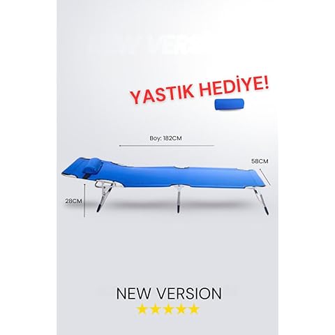 ECM Proger Katlanır Kampet Şezlong Yastıklı Kademeli Sırt Ayarlı Uzanma Yatağı Bah&ccedil;e, Plaj ve Balkon İ&ccedil;in - Saks Mavi