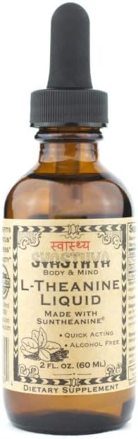 Svasthya Body & Mind L-Theanine Pure Suntheanine Liquid Extract, All Natural Relaxation Formula