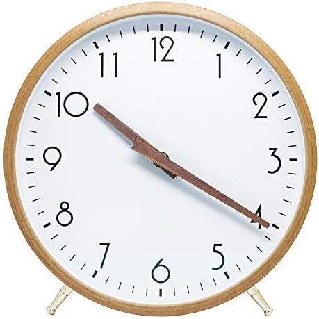 ALEENFOON 10 Inch Wooden Quartz Wall Clock 25cm Modern Silent Non-ticking Wood Wall Clocks Table Clock for Living Room Bedrooms Office Kitchen Indoor Kids (White)