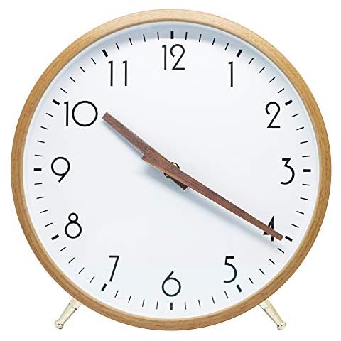ALEENFOON 10 Inch Wooden Quartz Wall Clock 25cm Modern Silent Non-ticking Wood Wall Clocks Table Clock for Living Room Bedrooms Office Kitchen Indoor Kids (White) Cover