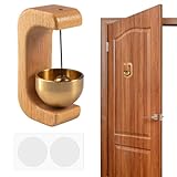 Retro Magnetische Türklingel, Kleine Türklingel Holz Bell, Selbstklebend Türglocke Ohne Bohren, Ladenbesitzerklingel Türöffnen, C-förmige Türglocke, für Cafés Geschäfte Zuhause Garten Dekoration(Gold)