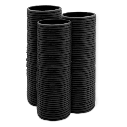 SRODHA Beauty 100 Pack Elastic Hairbands | 4mm Hair Bands Ties Bobbles Ponios Ponytail Holders Styling Accessories for Women Girls | Quality Endless Snag Free No Damage for Thick Hair (Black)