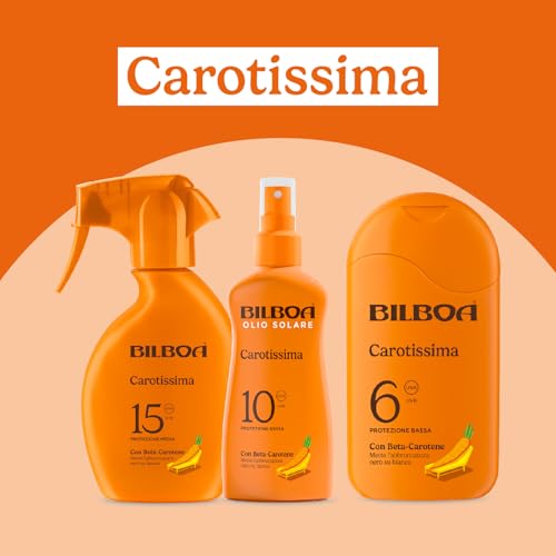 Bilboa Carotissima, Latte Solare SPF 20, Abbronzante Corpo, Formula con Betacarotene , Mette l'Abbronzatura Nero su Bianco, Resistente all'Acqua, Dermatologicamente Testato, 200 ml - Immagine 5