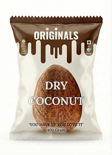 Image of ORIGINALS Premium Dry Coconut Whole (GIT /KHOPRA) 400g Natural Sun-Dried High Fibre Aromatic & Long Shelf Life Ideal for Cooking Sweets Coconut Milk