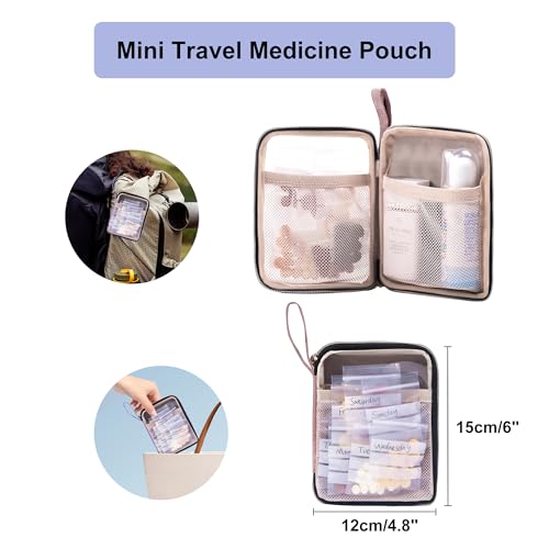 Image of Lexeeco Travel Medicine Pill Bottle Organizer Bag with Portable Small Pouch