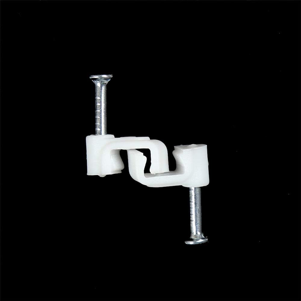 100 Pcs 6mm Round Cable Wire Clips with Steel Nails Cable Staples Cable Management Cable Cord Fasteners Electrical TV Speaker Wires Clips